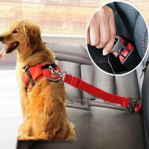 1618642315250.jpg Adjustable Pet Cat Dog Car Seat Belt Pet Seat Vehicle Dog Harness Lead Clip Safety Lever Traction Dog Collars Dogs Accessoires Pets Products