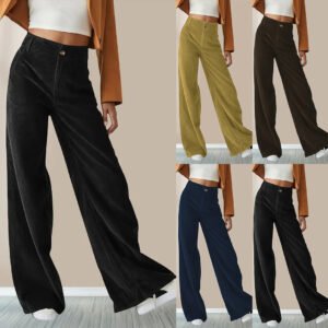 31ddf5b3-8b7d-479c-a98b-bdfc6ee8f64d.jpg High Waist Drooping Slimming Casual Straight Pants Women's Trousers