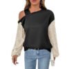 Long Sleeve Sequined Off-the-shoulder Multicolor Hoodie Women