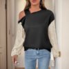 Long Sleeve Sequined Off-the-shoulder Multicolor Hoodie Women
