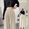 White Corduroy Wide-leg Pants Women's Narrow Straight